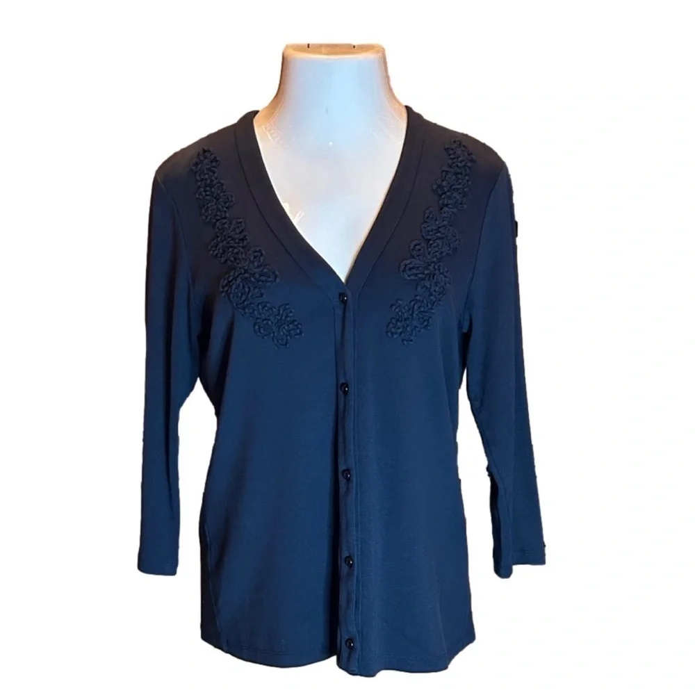 RAFAELLA STUDIO Navy Blue Button Up Casual Jacket Size L